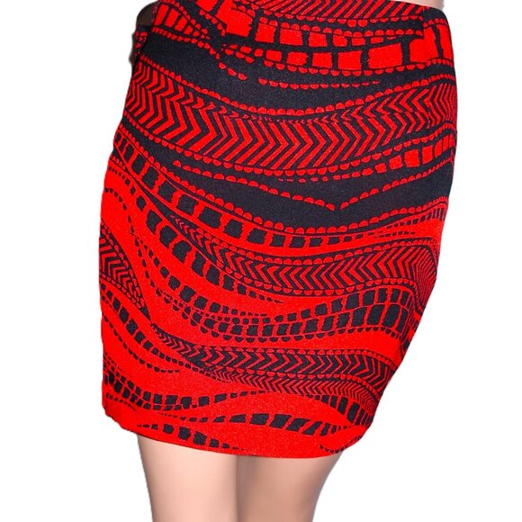 Bebe Black Red Wrap Skirt 00 - Picture 5 of 7
